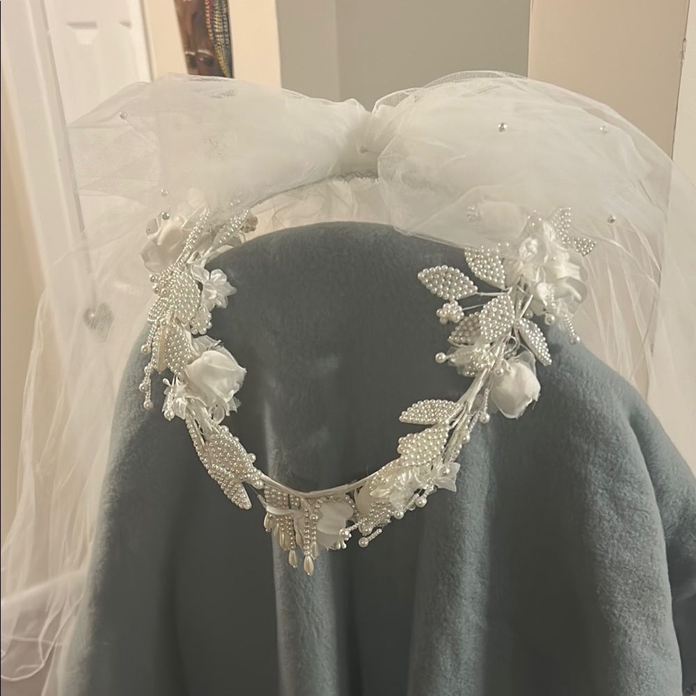 Elegant White Bridal Crown Headpiece